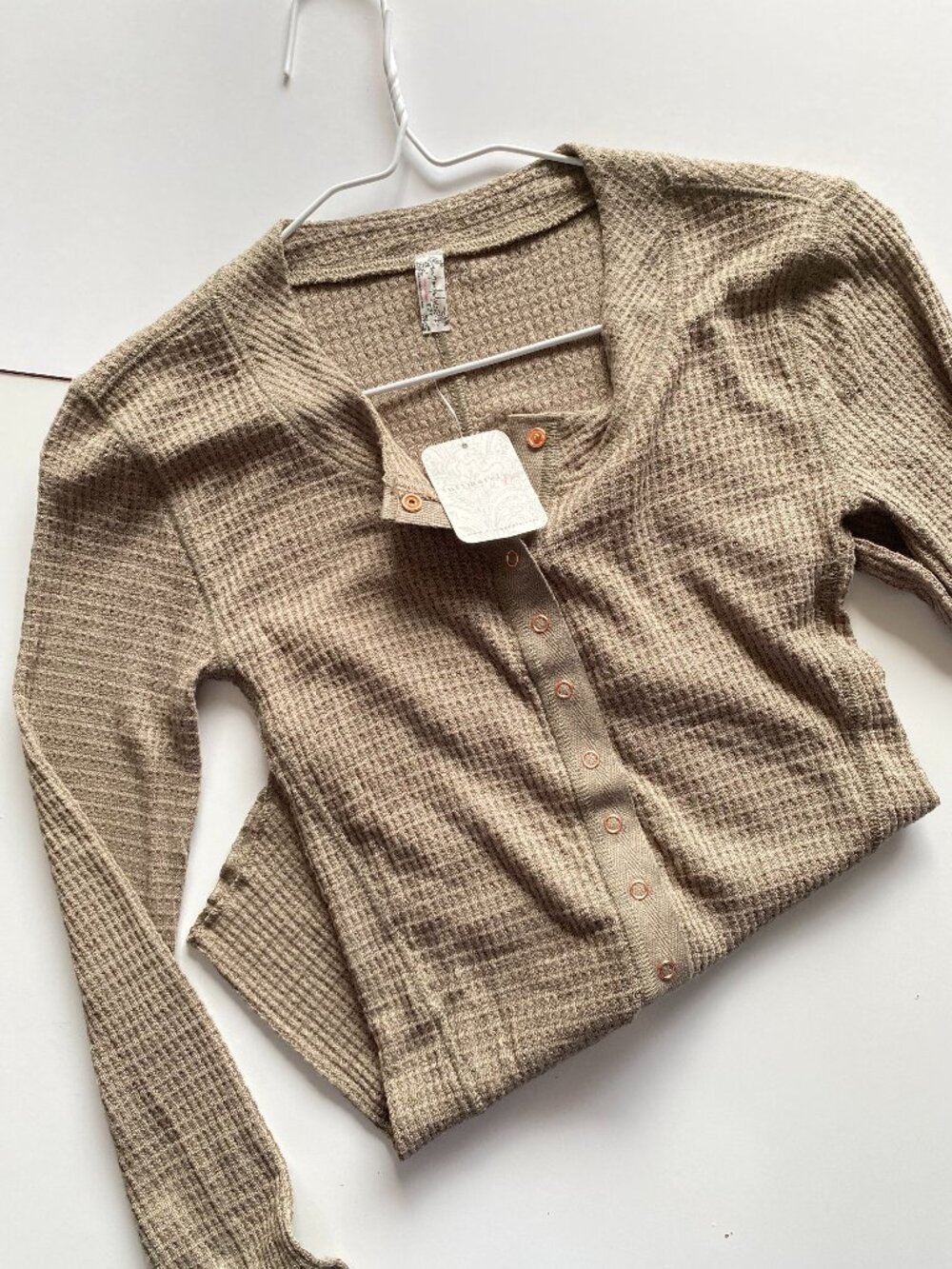 Free People Ribbed Knit Button Front Cardigan Top Size XS Long Sleeve NWT